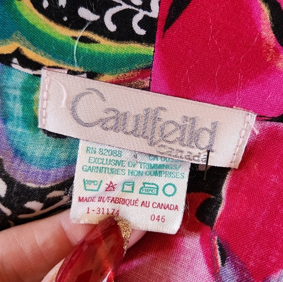 Vintage 80s 90s Red Pink Funky Midi Robe Lingerie Boudoir Pin-Up Size Small - Picture 6 of 8